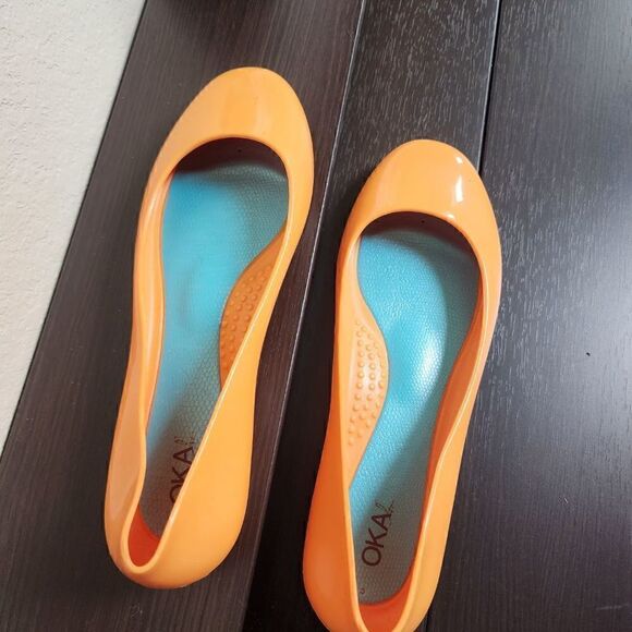 Oka B Taylor flats 6 tangerine - Picture 2 of 5